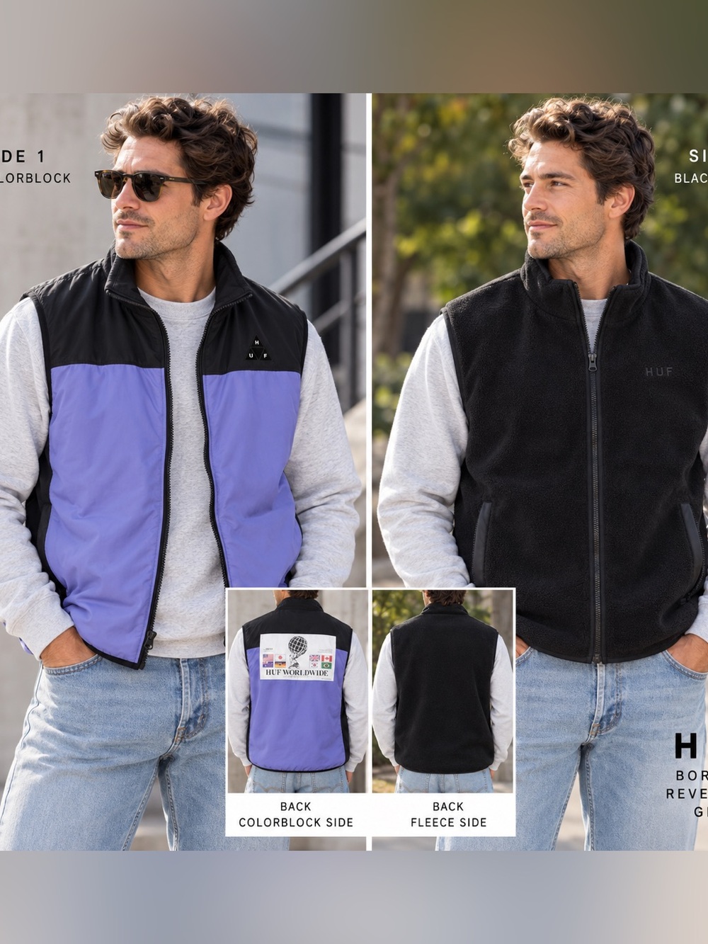 NWT HUF Borough Reversible Vest